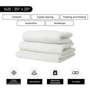 Bulk White Half Towel Cleaning Rags 20" x 20" - 600 lbs. Pallet - 12 x 50 lbs. Boxes - Wiping Hub