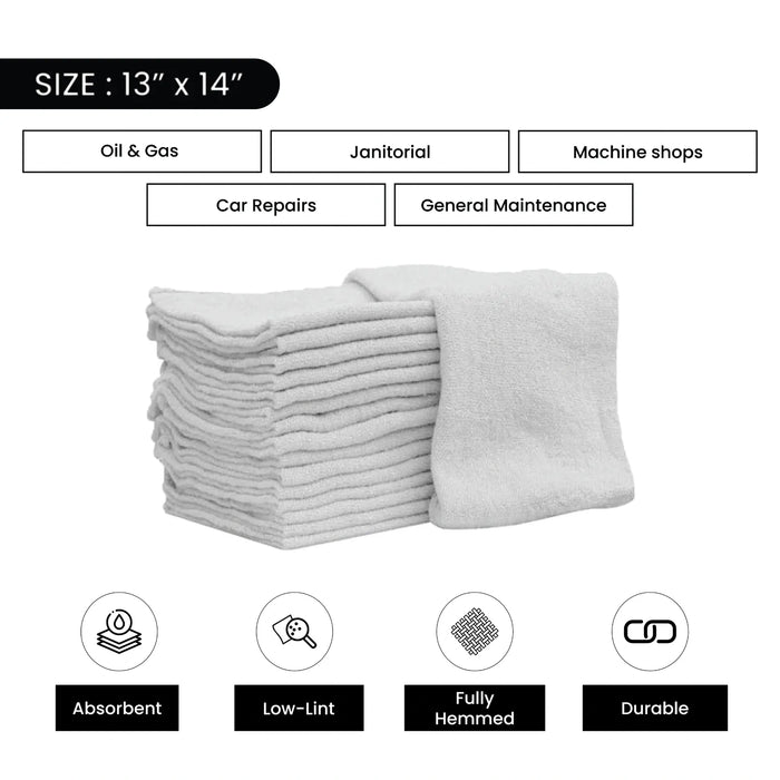 New White Shop Cleaning Towels - Wiping Hub