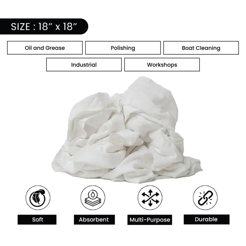 Bulk New White Flannel / Thermal Rags - 600 lbs. Pallet - 12 x 50 lbs. Boxes - Wiping Hub