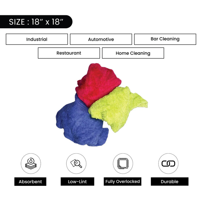 Bulk Color Terry Towel Cleaning Rags – 1000 lbs. Pallet – 40 x 25 lbs. Bags - Wiping Hub