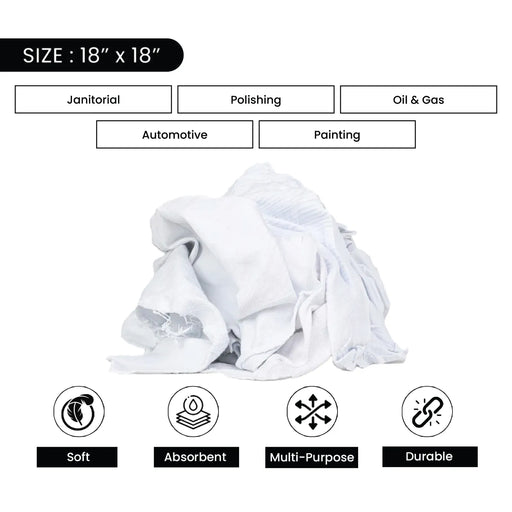 Bulk Medium Weight White T-Shirt Cleaning Rag - 600 lbs. Pallet - 12 x 50 lbs. Boxes - Wiping Hub