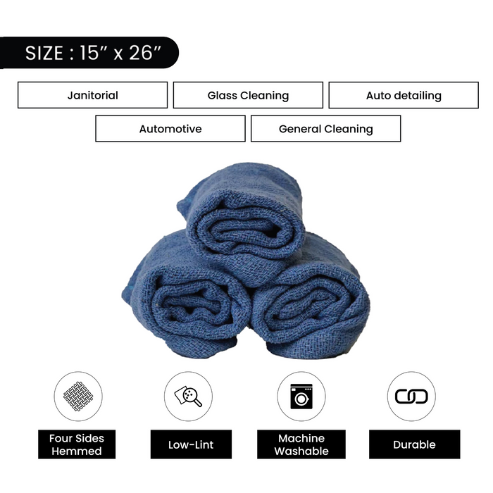 New 100% Cotton Blue Huck Towel – 25 lbs. Bag 