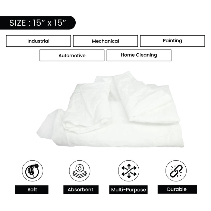 White Sheeting Rags - 960 lbs. Pallet - 96 x 10 lbs. Bags