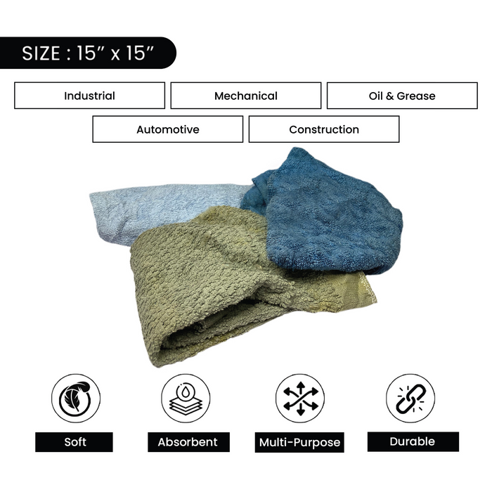 Recycled Color Terry Cloth Rags 10 lbs. Box