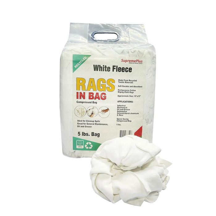 White Sweatshirt Rags 800 lbs. Pallet - 160 x 5 lbs. Bags