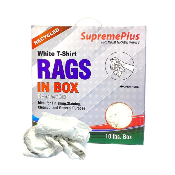 White Knit T-Shirt Rags 10 lbs. Compressed Box