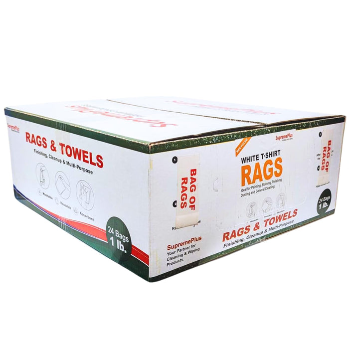 White Knit T-Shirt Rags– 1 lb. Bag Pack 24