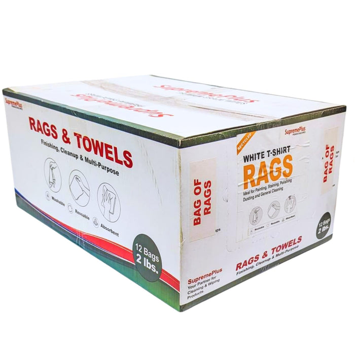 White Knit T-Shirt Rags– 2 lbs. Bag Pack 12