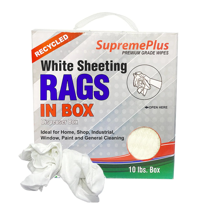 White Sheeting Rags - 960 lbs. Pallet - 96 x 10 lbs. Compressed Boxes