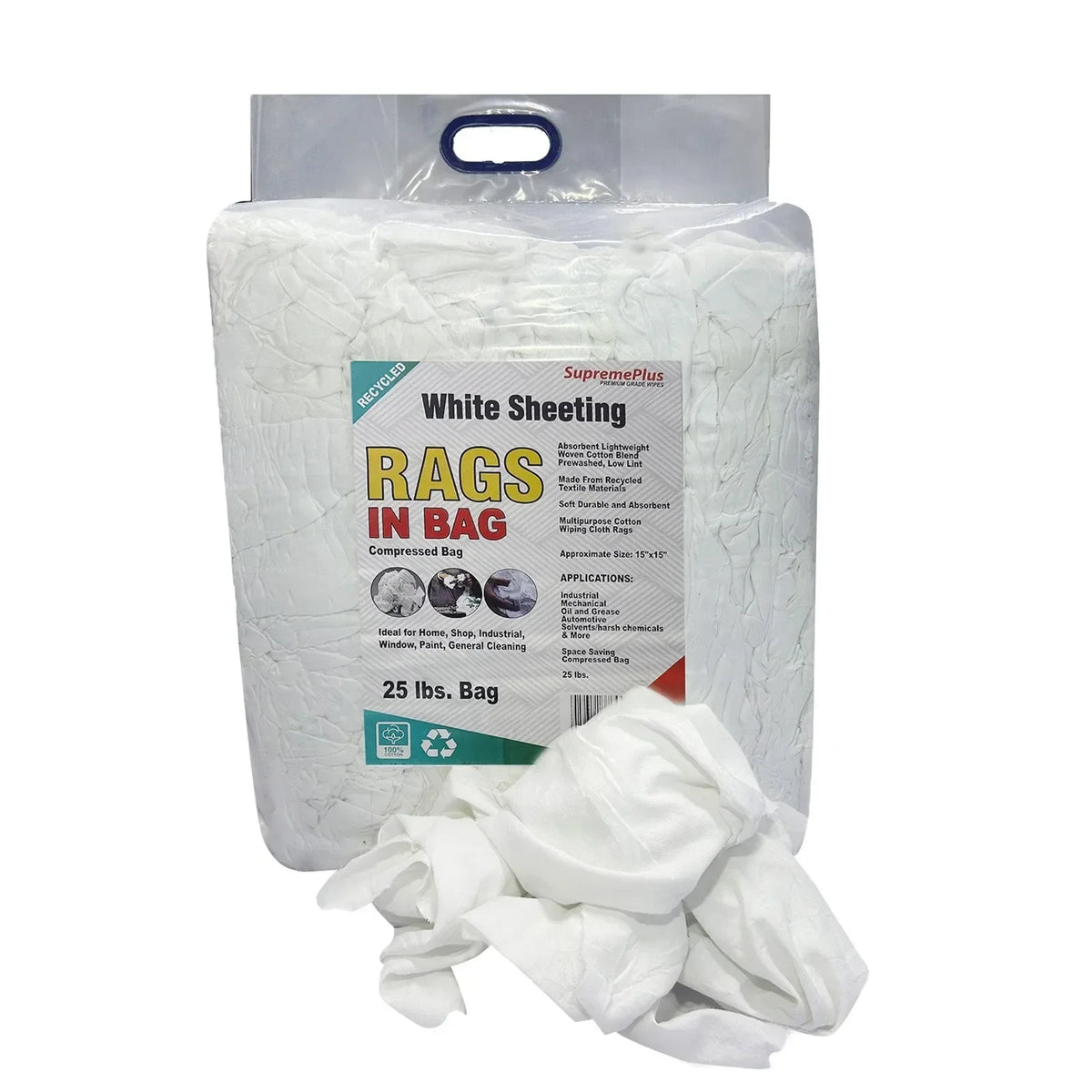 Recycled White Sheeting Cleaning Rags - 1000 lbs. Pallet - 40 x 25 lbs ...