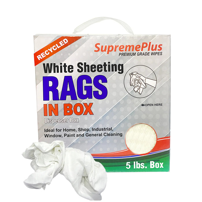 White Sheeting Rags - 800 lbs. Pallet - 160 x 5 lbs. Compressed Boxes