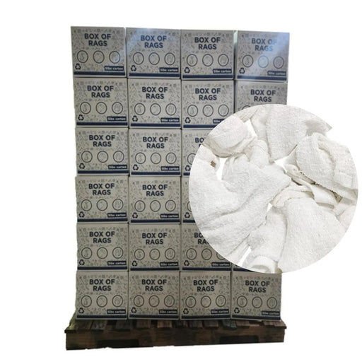 Bulk White Wash Cloth Towels - 12" x 12" - 600 lbs. Pallet - 120 x 5 lbs. Boxes - Wiping Hub