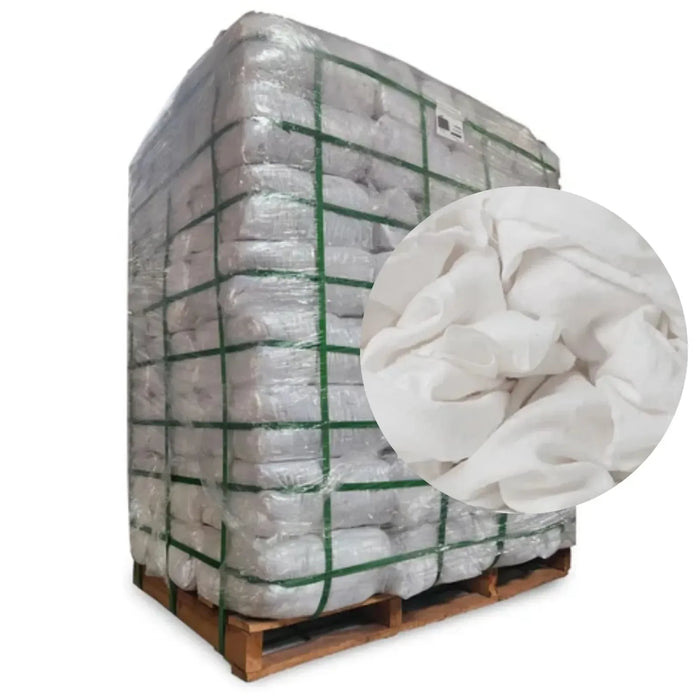 Recycled White Flannel (Polishing) Cleaning Rags - 1000 lbs. Pallet - 40 x 25 lbs. Bags - Wiping Hub