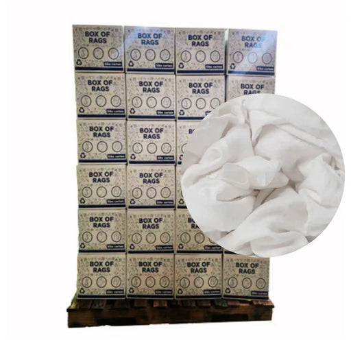 Recycled White Flannel (Polishing) Cleaning Rags - 600 lbs. Pallet - 120 x 5 lbs. Boxes - Wiping Hub