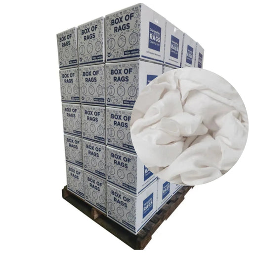 Recycled White Flannel (Polishing) Cleaning Rags - 720 lbs. Pallet - 72 x 10 lbs. Boxes - Wiping Hub