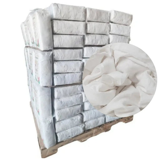 Recycled White Flannel (Polishing) Cleaning Rags - 960 lbs. Pallet - 96 x 10 lbs. Bags - Wiping Hub