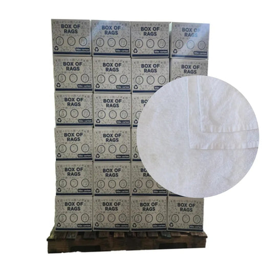 Bulk Full Size White Cleaning Towels - 20" x 40" - 600 lbs. Pallet - 120 x 5 lbs. Boxes - Wiping Hub