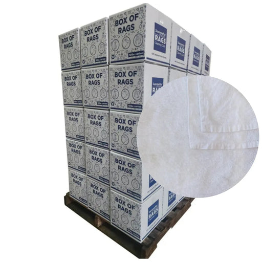 Bulk Full Size White Cleaning Towels - 20" x 40" - 720 lbs. Pallet - 72 x 10 lbs. Boxes - Wiping Hub