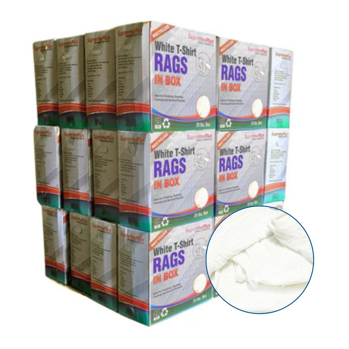 White Knit T-Shirt Rags 1000 lbs. Pallet - 40 x 25 lbs. Compressed Box