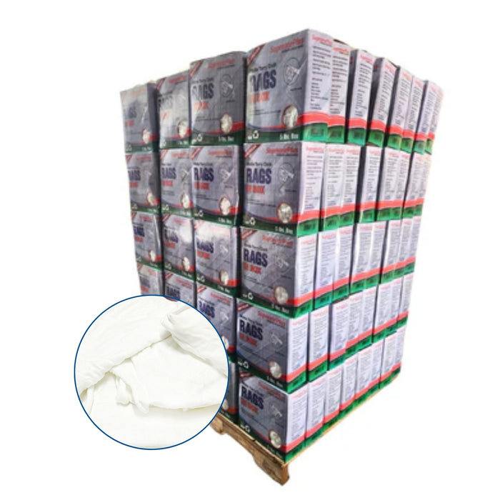 White Knit T-Shirt Rags 800 lbs. Pallet - 160 x 5 lbs. Compressed Box
