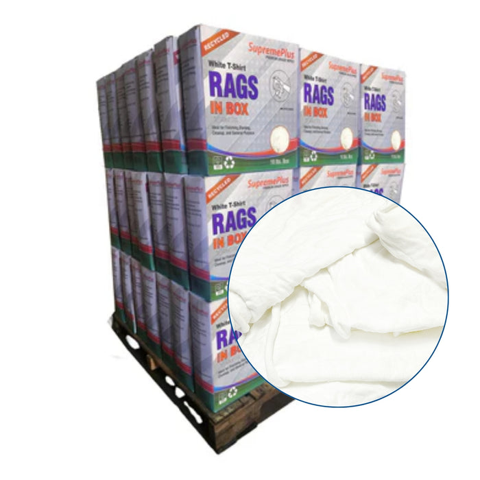 White Knit T-Shirt Rags 960 lbs. Pallet - 96 x 10 lbs. Compressed Box