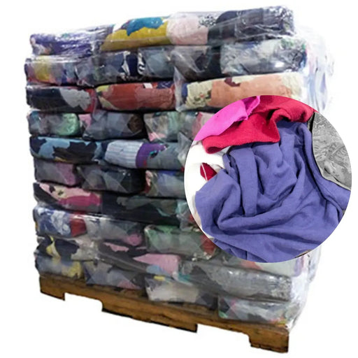 Recycled Color Linen Mixed Material Cleaning Rags 1000 lbs. Pallet - 40 x 25 lbs. Bags - Wiping Hub