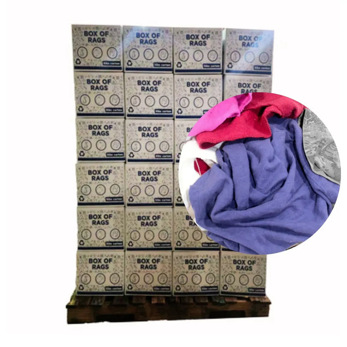 Recycled Color Linen Mixed Material Cleaning Rags 600 lbs. Pallet - 120 x 5 lbs. Boxes - Wiping Hub