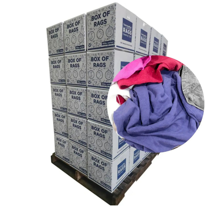 Recycled Color Linen Mixed Material Cleaning Rags 720 lbs. Pallet - 72 x 10 lbs. Boxes - Wiping Hub
