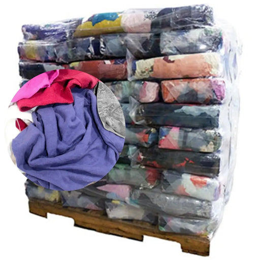 Recycled Color Linen Mixed Material Cleaning Rags 960 lbs. Pallet - 96 x 10 lbs. Bags - Wiping Hub
