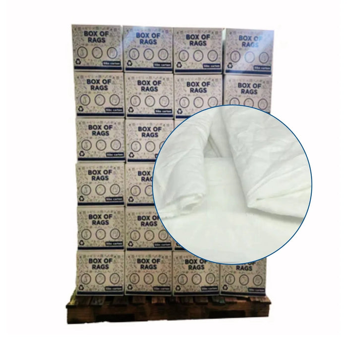 White Sheeting Rags - 600 lbs. Pallet - 120 x 5 lbs. Boxes