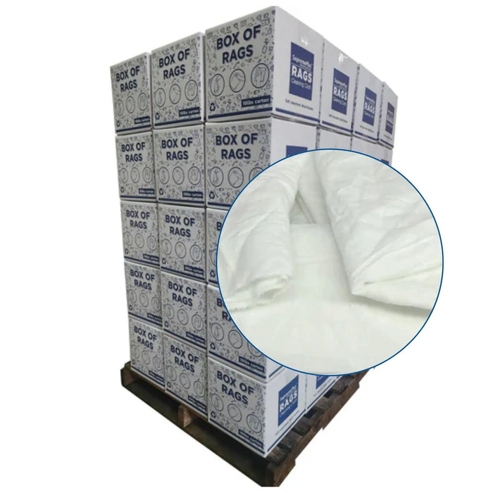 White Sheeting Rags - 720 lbs. Pallet - 72 x 10 lbs. Boxes