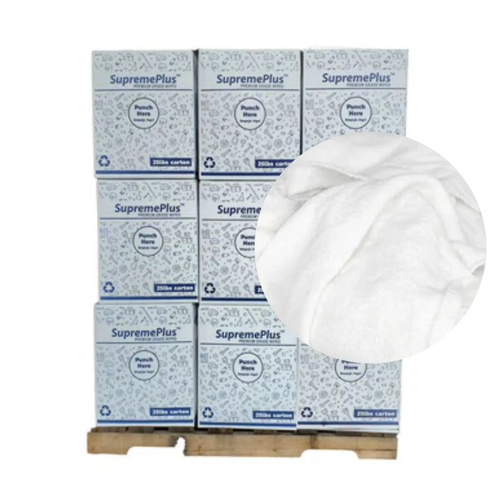 White Sweatshirt Rags 675 lbs. Pallet - 27 x 25 lbs. Boxes