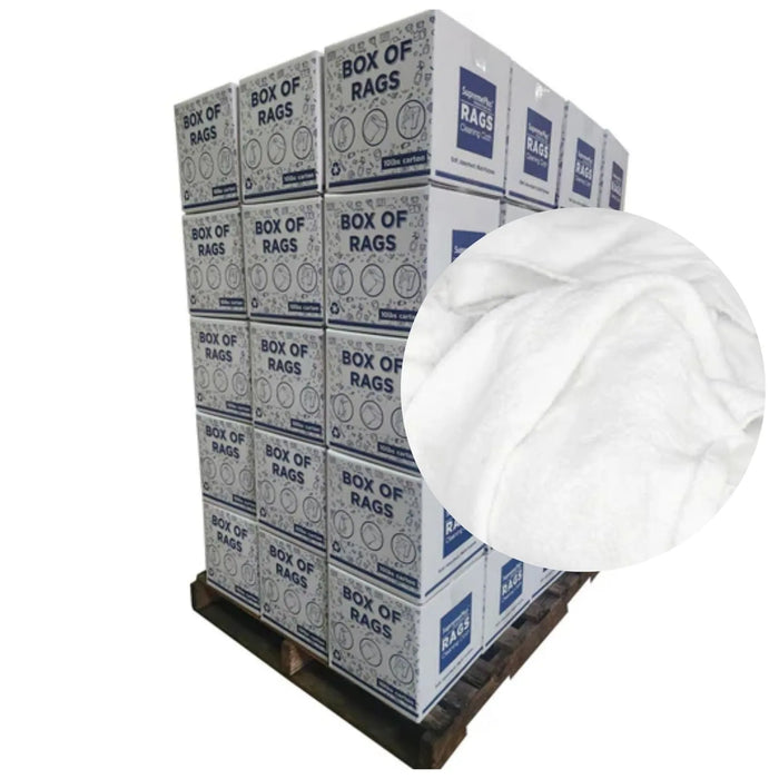 White Sweatshirt Rags 720 lbs. Pallet - 72 x 10 lbs. Boxes