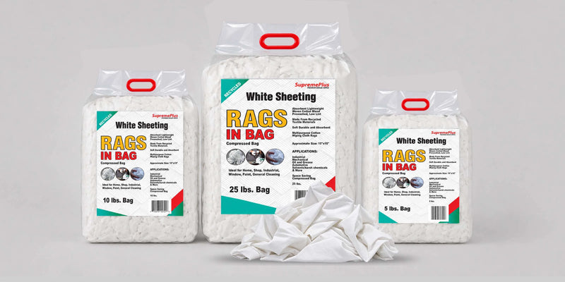 White Cotton Sheeting Rags | Recycled Cleaning Cloth