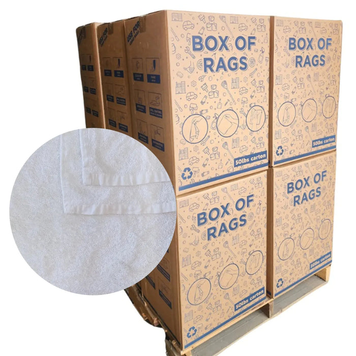 Bulk Full Size White Cleaning Towels - 20" x 40" - 600 lbs. Pallet - 12 x 50 lbs. Boxes