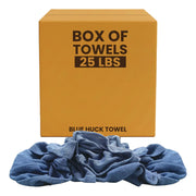 Recycled Blue Huck Cleaning Towels - 25 lbs. Box - Wiping Hub