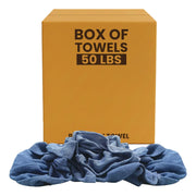 Recycled Blue Huck Cleaning Towels - 50 lbs. Box - Wiping Hub