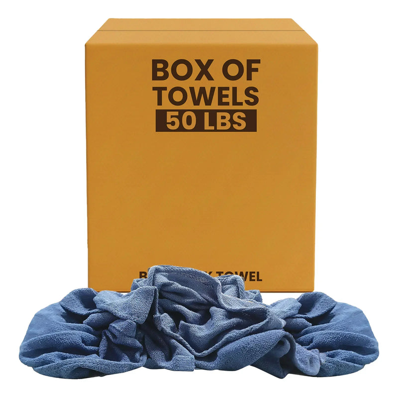 Recycled Blue Huck Cleaning Towels - 50 lbs. Box - Wiping Hub