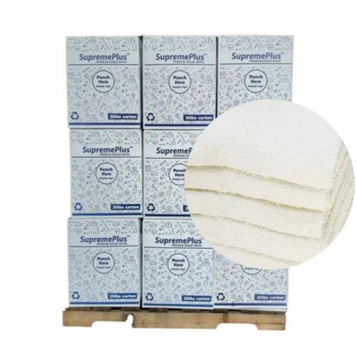 Bulk Clean Up Terry White Bar Towels - 14x17 to 16x19 - 675 lbs. Pallet - 27 x 25 lbs. Boxes - Wiping Hub