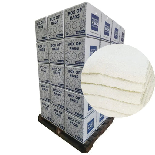 Bulk Clean Up Terry White Bar Towels - 14x17 to 16x19 - 720 lbs. Pallet - 72 x 10 lbs. Boxes - Wiping Hub