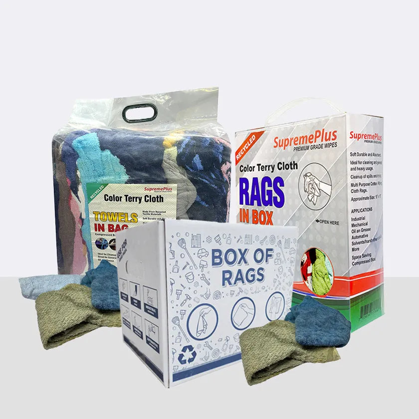 Recycled Color Terry Towel Rags - Wiping Hub