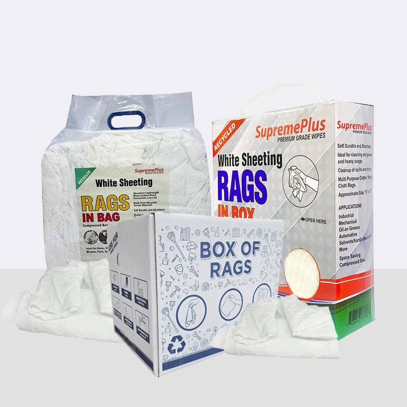 White Sheeting Rags - Wiping Hub