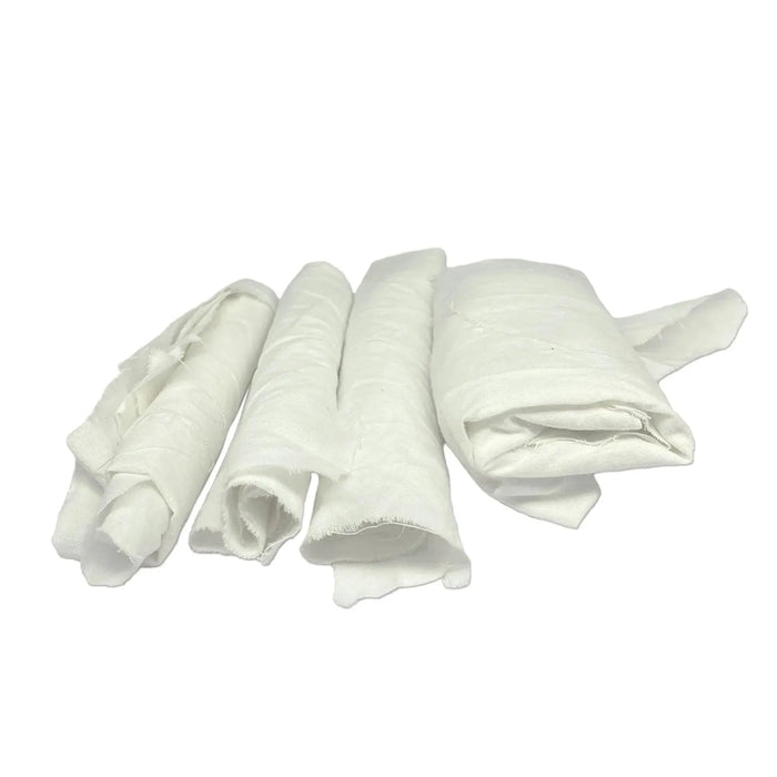 Recycled White Sheeting Cleaning Rags - 1000 lbs. Pallet - 40 x 25 lbs. Bags - Wiping Hub