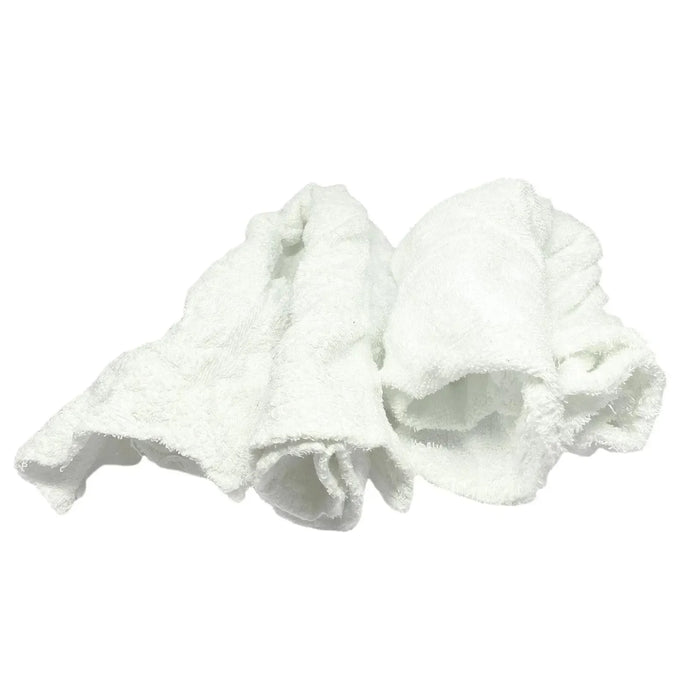 Bulk White Terry Towel Cleaning Rags – 960 lbs. Pallet - 96 x 10 lbs. Bags - Wiping Hub