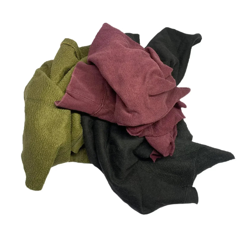 Recycled Color Sweatshirt Cleaning Rags 600 lbs. Pallet - 12 x 50 lbs. Boxes - Wiping Hub