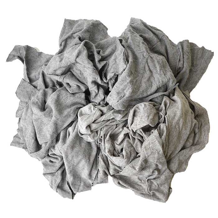 Gray Knit T-Shirt Material Wiping Rags – 2 lbs. Bag Pack of 12