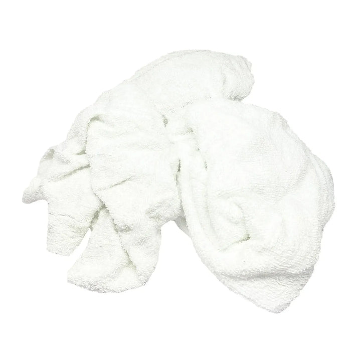Recycled White Terry Towel Cleaning Rags - 5 lbs. Bag - Wiping Hub