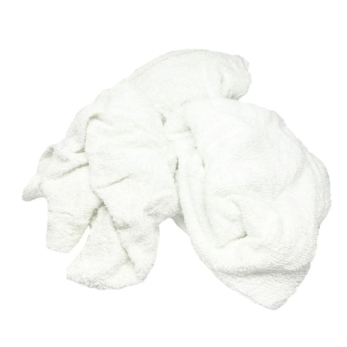 New White Terry Towel Cleaning Rags - 10 lbs. Bag - Wiping Hub