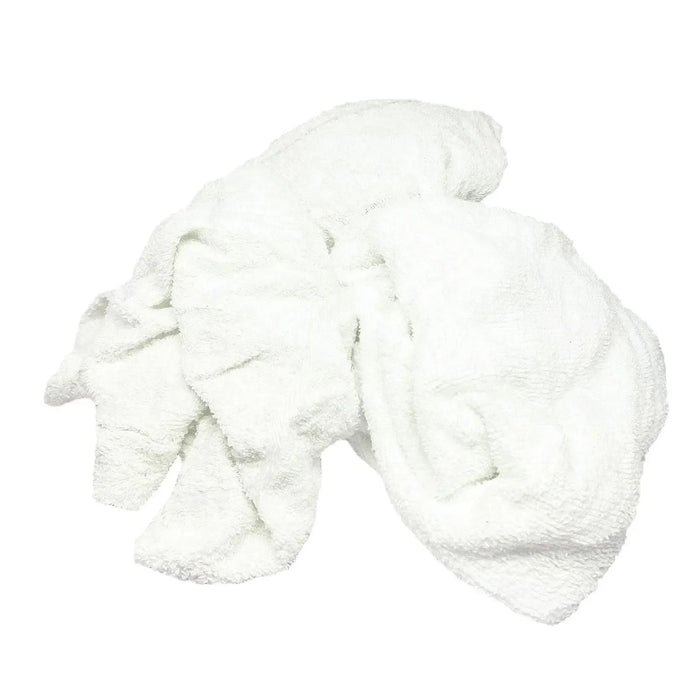 Bulk White Terry Towel Cleaning Rags – 960 lbs. Pallet - 96 x 10 lbs. Bags - Wiping Hub