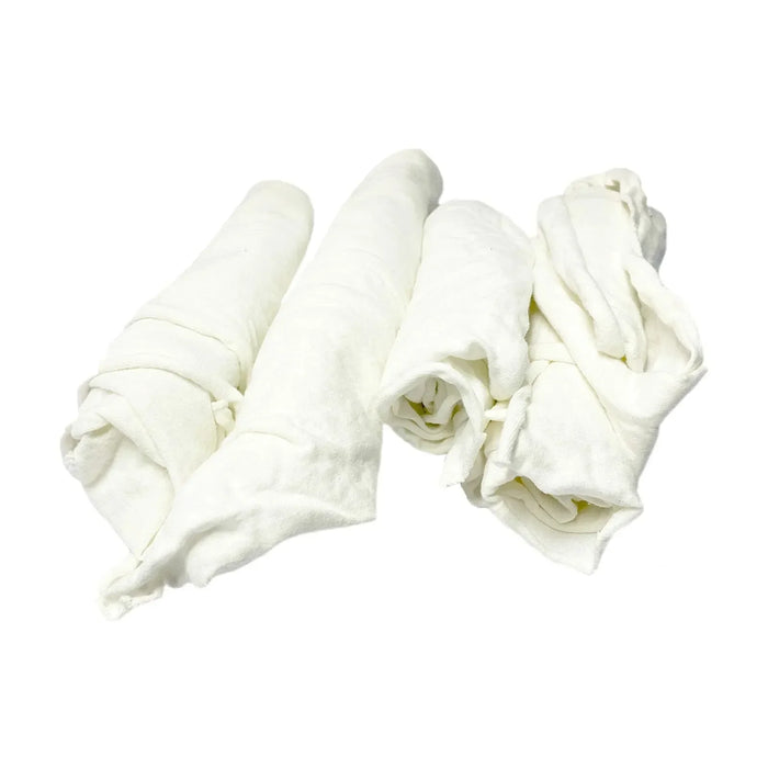 Recycled White Knit T-Shirt Cleaning Rags - 960 lbs. Pallet - 96 x 10 lbs. Bags - Wiping Hub